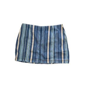Wild Fable Striped Blue and Tan Women's Denim Skirt